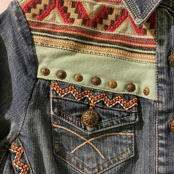 Coldwater Creek y2k Aztec Jean jacket-petite X-small - Picture 3 of 8